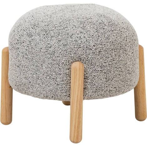 Petit tabouret en tissu bouclette gris Calya (1/5)
