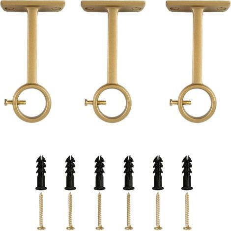 3 Piéces Supports De Tringle À Rideaux Pour Plafond Et Mur, Alliage D'Aluminium Doré, Peut Contenir Des Tringles De 1,6 À 2,5 Cm
