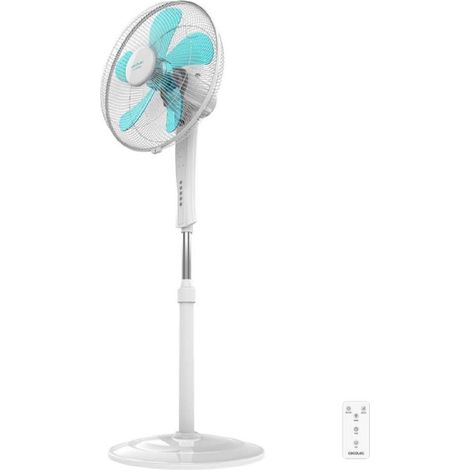 Cecotec Ventilador de Pie con Mando a Distancia y Temporizador EnergySilence 530 Power Connected White. 50 W, 5 Aspas de 40 cm