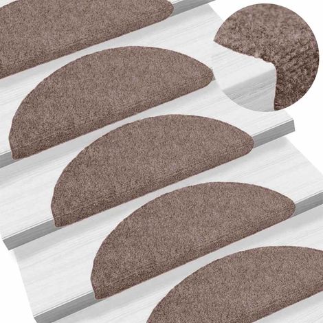 Felpudos autoadhesivos para escaleras, 10 unidades, 56 x 17 x 3 cm, marrón claro, semicirculares
