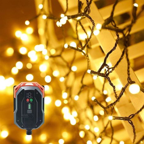 Guirlande lumineuse solaire d'extérieur, 10 mètres de long, 100 LED, lumière chaude, avec télécommande et 13 modes (1/5)