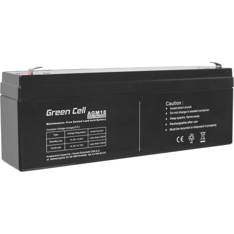 Green Cellule VRLA batterie AGM de 12 V 2,3 Ah (4,6 mm) de 2300 mAh. (1/5)