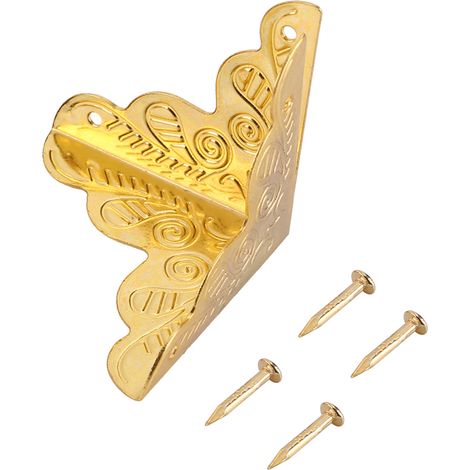12-teilige Geschenkbox aus Holz mit goldenen Metallecken, dekorative Kantenschützer aus Eisen für Schmuckkästchen, verstärkte Goldecken (1/5)