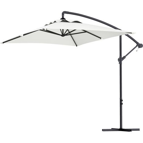Parasol déporté rectangulaire d'extérieur avec manivelle et 6 baleines en acier, protection UV, 294 x 193 x 250 cm