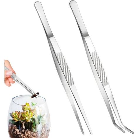 Set di pinzette per acquario (2 pezzi), strumenti per acquari d'acqua dolce e salata, accessori per acquari terrestri con tendini di alimentazione (1/5)