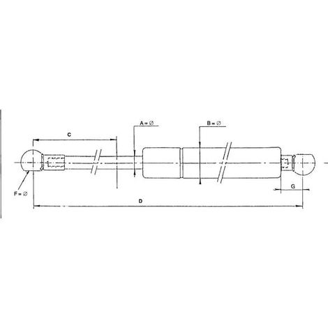 Amortiguador de gas L573,0 mm 500N Stabilus STABILUS L575 500N CA8127KE (1/2)