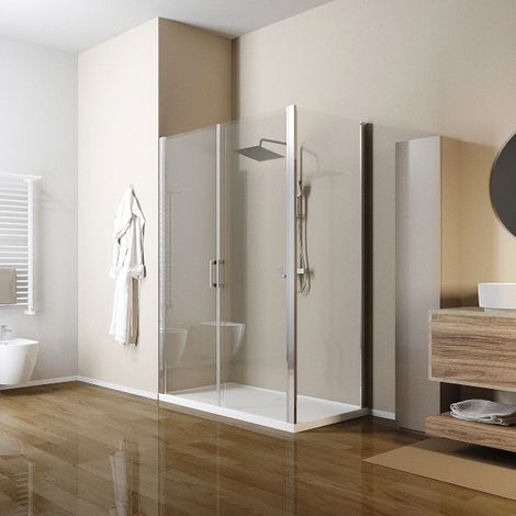 Box doccia 2 lati Adige 85 x 80 x h 195 cm Silqua by Mobo trasparente spess. 6 mm