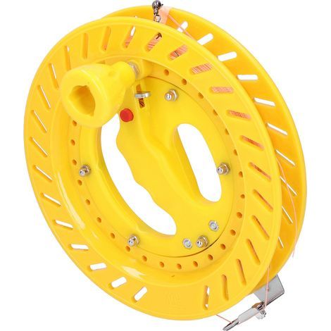 Bobine de Ligne pour Cerf-Volant avec Poignée - 200m Fil Nylon - Roue ABS Jaune 20cm - Accessoire Vol Pratique