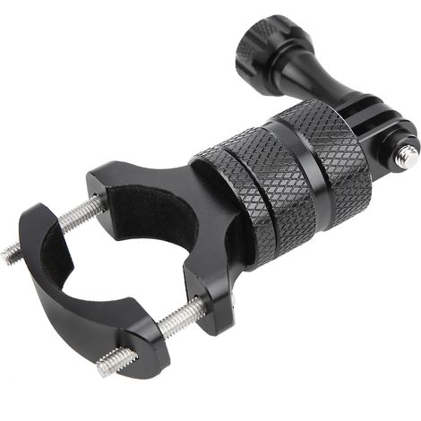 Support universel pour caméra d'action, en alliage d'aluminium, avec rotule rotative à 360°, pour vélo et moto (noir). (1/5)