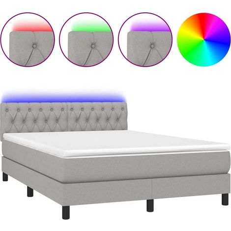 Maison Exclusive - Cama box spring colchón y luces LED tela gris (1/5)