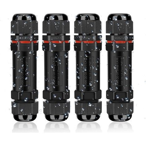 QAZQA Raccord Électrique Étanches IP68, Connecteur de Câble Électrique Boîte de Derivation Étanche Éxterieur 3 Fils, Domino Etanche Boîte de Jonction pour Câble Ø 3 à 12 mm (4 Pcs) (1/5)