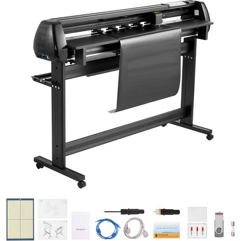 Mophorn Macchina da Taglio per Vinile, Larghezza di Alimentazione Max. 1350 mm, Doppie Lame, Forza e Velocità Regolabili, Display LED, Plotter da Taglio in Vinile con Software Signmaster (1/5)