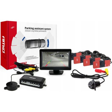Kit di sensori di parcheggio TFT01 da 4,3" con telecamera LED HD-305, 4 sensori, nero (1/5)