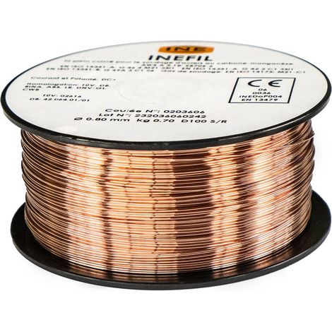 Fil à souder acier 0.8mm 700g – Soudage MIG MAG semi-automatique – Pour travaux métalliques – Faible projection et amorçage facile