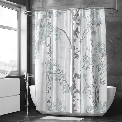 Rideau de douche style encre floral artistique, polyester imperméable, 90x180 cm