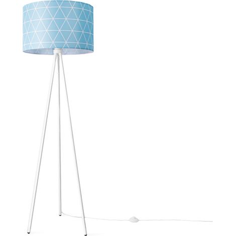 Paco Home Stehlampe Standleuchte Wohnzimmer Schlafzimmer E27 Skandi Pink Grau Blau Deko Blau (Ø45.5cm), Stehleuchte - Weiß
