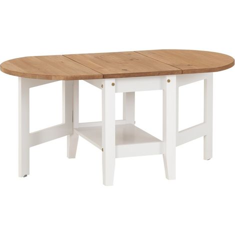 Santos Drop Leaf Coffee Table - White/Distressed Waxed Pine