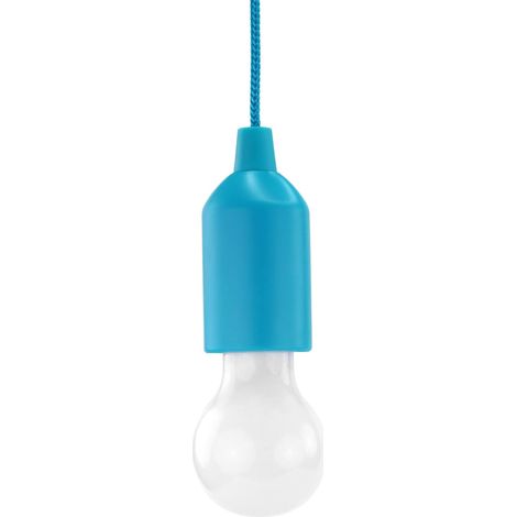 Lampe LED portable bleue avec interrupteur à tirette - Lampe mobile idéale pour abri de jardin, tente, camping, grenier, armoire ou décoration de fête (1/5)