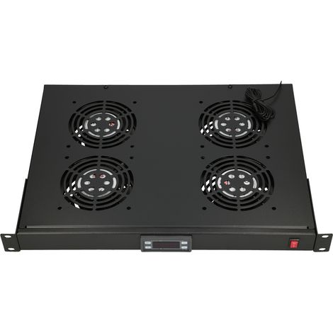 Extralink Panel de ventilador 19", 4 ventiladores, con termostato (1/4)