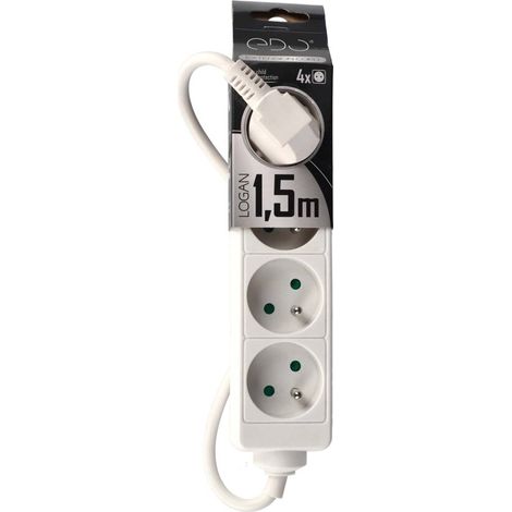 Rallonge électrique multiprise d'intérieur 4 prises avec terre 1,5m 16A 3680W blanc LOGAN White 4 - EDO Solutions (1/4)