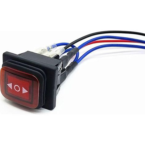 IP65 Waterproof Momentary Rocker Switch 6 Pin 3 Position ON-OFF-ON 10A 12V Red LED for DC Motor KCD4 (1/5)