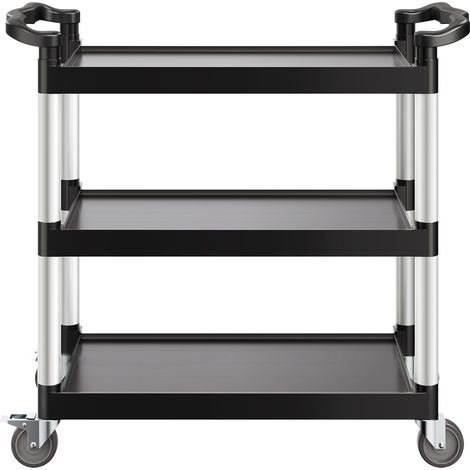 Chariot utilitaire 3 étagères, capacité 500 kg, roulettes pivotantes 360° (2 avec freins), 79 x 49 cm, pour entrepôt, bureau, maison, restaurant, cuisine. (1/5)