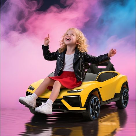 Kinder Elektroauto 12 V Lamborghini Gelb, 2 Motoren, Fernbedienung OKMYHOME (1/5)