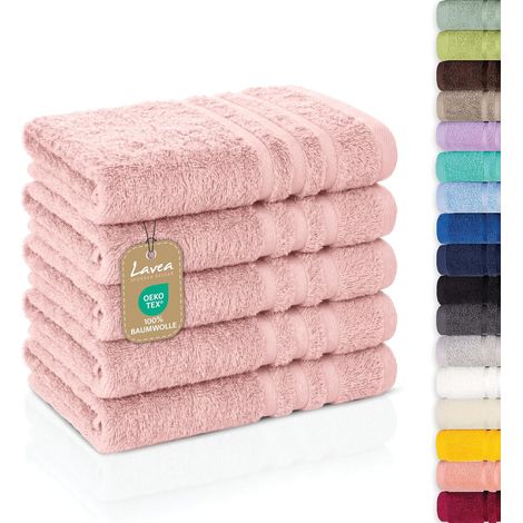 Lot de 5 Serviettes Invité 30x50 cm 100% Coton - Douces et Absorbantes - pour Maison, Hôtel, Spa et Invités - Parfaites comme Serviette Main/Essuie-Main - Rose Pastel (1/5)