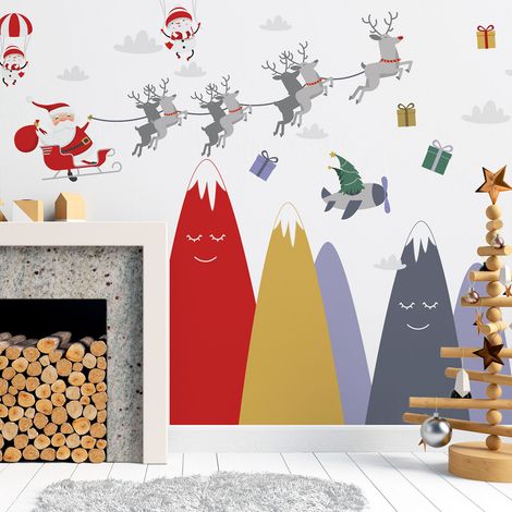 Stickers père Noël dans les montagnes scandinaves 120 x 180 cm (1/5)