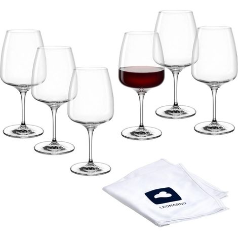 Lot de 6 verres à vin rouge avec chiffon de polissage - Verres à vin rouge lavables au lave-vaisselle (500 ml) - Résistants aux chocs et adaptés à un usage quotidien (1/5)