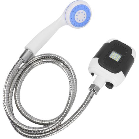 Tragbares Camping-Duschset mit 2000-mAh-Akku, wiederaufladbarer Duschpumpe und Duschkopf für Outdoor-Reisen, Wohnmobile und Tierwäsche, Schwarz (1/5)