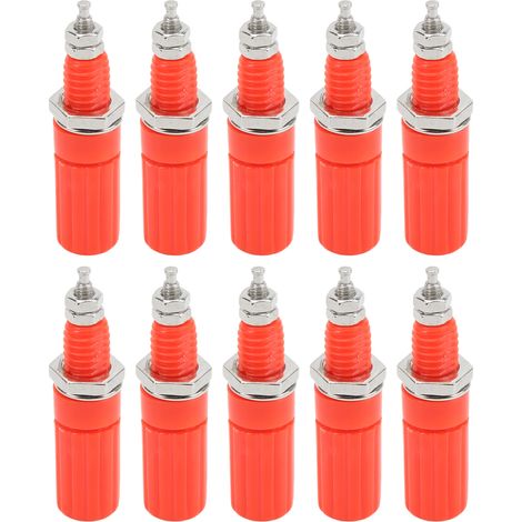 10 Pièces Bornes M3 4mm Banane Douilles Prise Panneau Vis pour Matériel Électronique Rouge (1/5)
