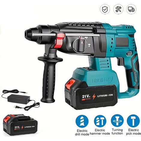 Marteau perforateur rotatif sans fil 27mm SDS-Plus Brushless Makita 18V outil béton et brique avec 1 batterie lithium (1/5)
