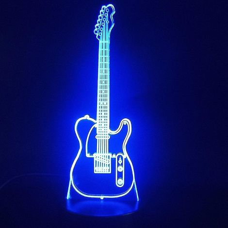 Lampe de chevet LED 3D Instrument Basse à changement de couleur