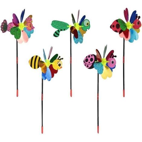 5 Pcs Moulin à Vent Jardin Plastique Moulin À Vent Spinner DIY Pelouse Jardin Cour Patio Party Decor Cadeaux Fantaisistes Insecte