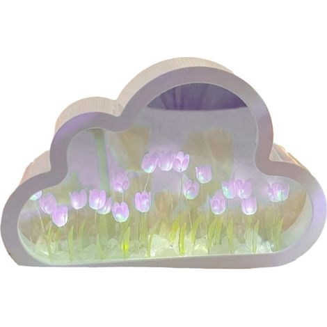 Veilleuse tulipe à faire soi-même, miroir nuage 2 en 1 avec lumière pour la décoration intérieure (1/5)
