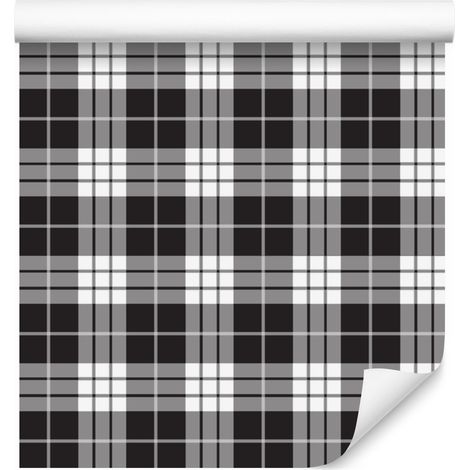 Papier peint à carreaux noirs et blancs gris pour salon et chambre 50x1000 cm (1/5)