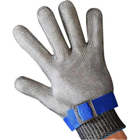 Gants résistants aux coupures, 1 Pc gants résistants aux coupures maille métallique résistant aux coups menuiserie boucher tailleur opération gant réparation de menuiserie 5 fil d'acier outil de fer C (1/5)