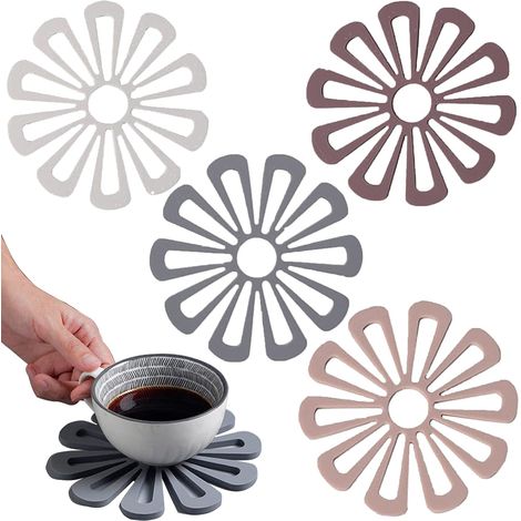4 pièces de passoire ronde creuse en silicone, porte-gobelet en caoutchouc. (1/5)