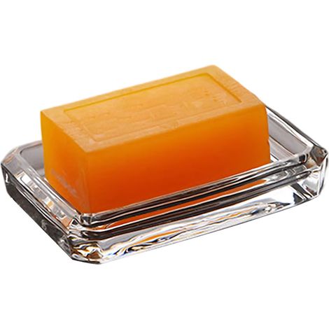 Porte-savon en verre, porte-éponge en verre, boîte à savon robuste pour salle de bain, cuisine, compteur, douche, garde le savon sec (rectangulaire) (1/5)