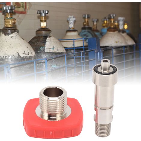 Connecteur carré rouge G5/8 vers 1/4 BSPP adapté aux bouteilles de gaz CO2 (1/5)