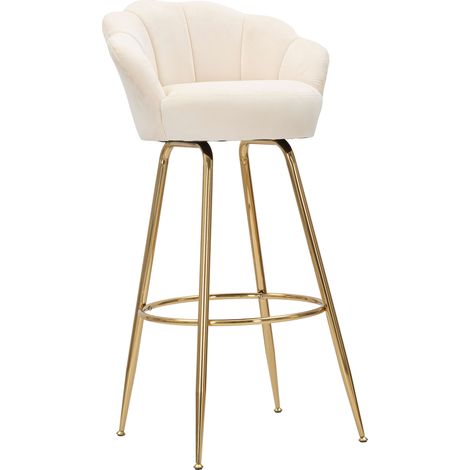 Sessel Tequis, gepolstert, Samtbezug, Sitzhöhe 85 cm, 55x53x110h cm Cremeweiß