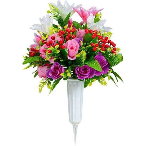 Fleurs artificielles, bouquets funéraires artificiels pour cimetières-AquaForge (1/5)