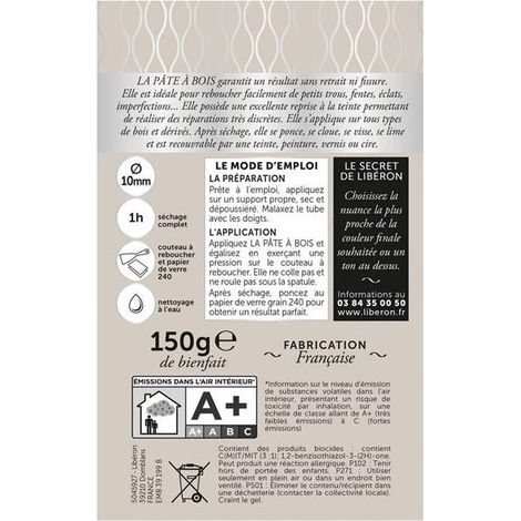 Liberon Pasta per legno standard Tubo 150 g per riparazione legno