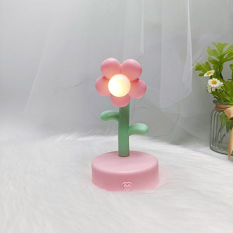 Lampe De Nuit Fleur - Lampe De Bureau Portable Avec Capteur Tactile - Pour Chambre Enfants Bureau Dortoir - 1 Pièce (1/5)