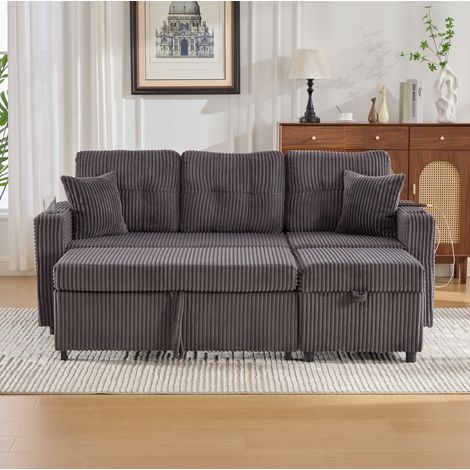 Sofá cama con almacenaje de corduroy 196 cm OKMYHOME (1/5)
