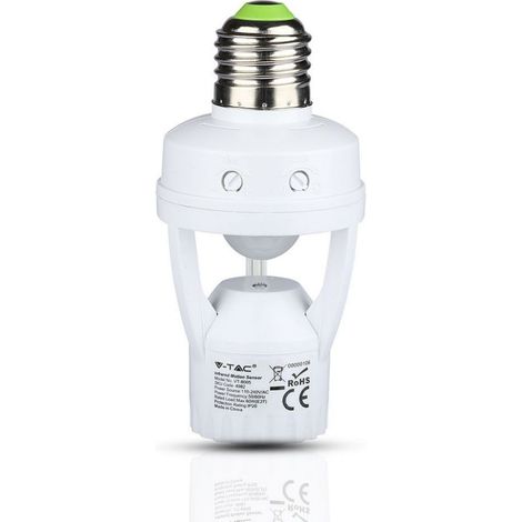 V-TAC VT-8005 E27-Lampenfassung mit 360°-Infrarot-Bewegungssensor, weiße Farbe (MAX 60 W), IP20 – 4982