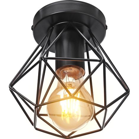 Lámpara De Araña Retro Industrial Lámpara De Techo De Jaula De Metal Lámpara Colgante Creativa Para Interior Bar Club Negro