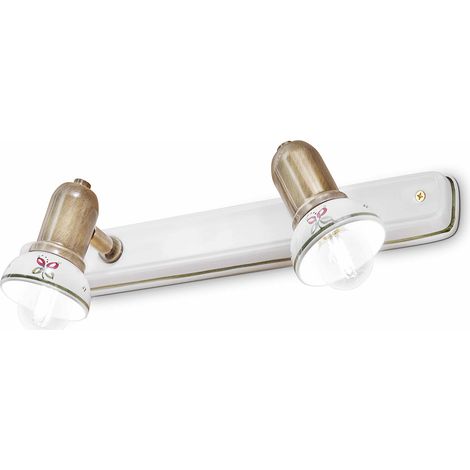 Applique Classica Savona Metallo E Ceramica Ottone Brunito 2 Luci E14 (1/5)