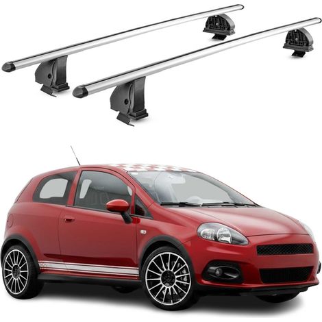 OMAC Aluminium Dachträger Querträger für Abarth Punto 2005-2014 – TÜV / DIN 75302:2019 – Abschließbar – T-Nut – Max. 75 kg – 2 Stangen – Silber (1/5)